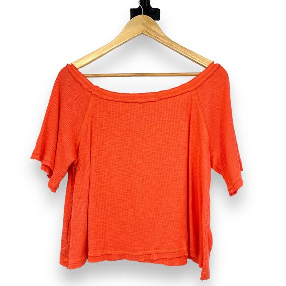 Michael Stars Boxy Cut Oversized Short Sleeve Scoop Neck Shirt Women's OS Orange - Picture 2 of 6